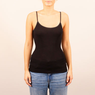 Lana Seta spaghetti top uld/silke rib satin kant
