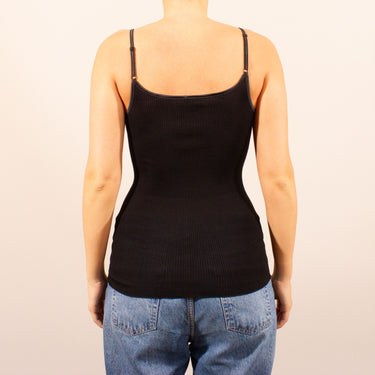 Lana Seta spaghetti top uld/silke rib satin kant