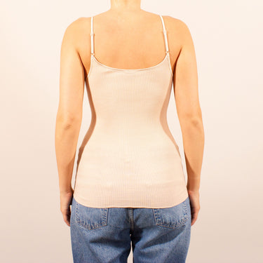 Lana Seta spaghetti top uld/silke rib satin kant