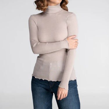 Lana Seta rib T-Shirt uld silke rullekrave l/æ