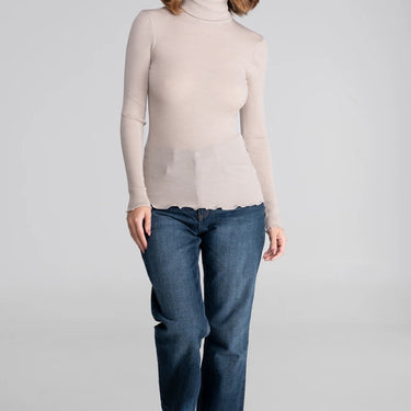 Lana Seta rib T-Shirt uld silke rullekrave l/æ