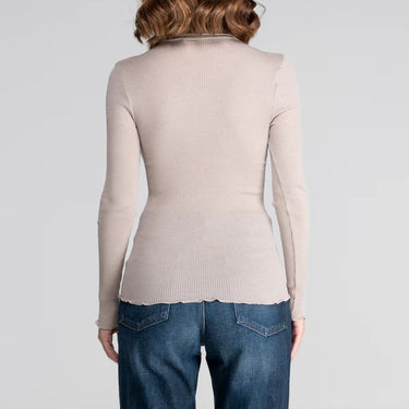Lana Seta rib T-Shirt uld silke rullekrave l/æ