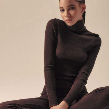 Costina rib T-Shirt turtleneck long sleeve