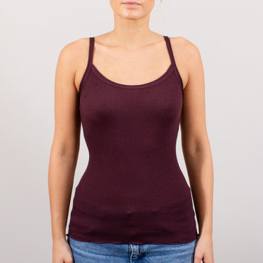 Lana Seta spaghetti top uld/silke rib