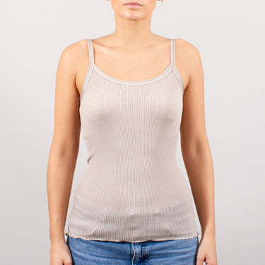 Lana Seta spaghetti top uld/silke rib