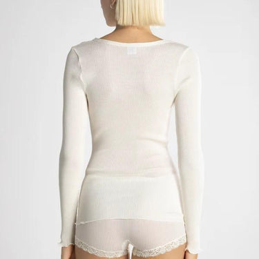 Lana Seta T-Shirt rund hals uld/silke rib ivory