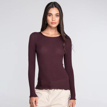 Lana Seta T-Shirt rund hals uld/silke rib