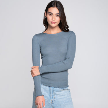 Lana Seta T-Shirt rund hals uld/silke rib