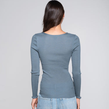Lana Seta T-Shirt rund hals uld/silke rib