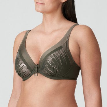 PrimaDonna Swim Aracruz bikinitop vatteret med bøjle dybt V kaki Grøn 3