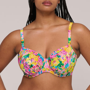 PrimaDonna Swim Ubud bikinitop med bøjle fuld skål sun glow Blomster print gul pink 1