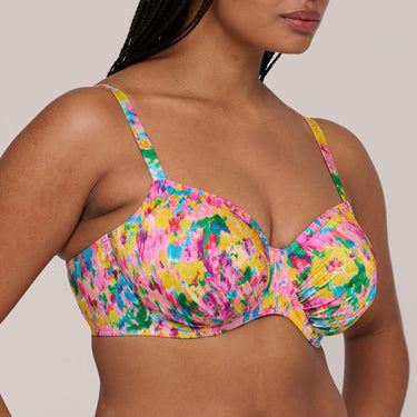 PrimaDonna Swim Ubud bikinitop med bøjle fuld skål sun glow Blomster print gul pink 2