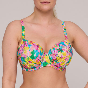 PrimaDonna Swim Ubud bikinitop vatteret med bøjle sun glow Blomster print gul pink 1