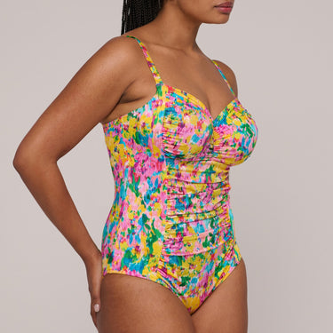 PrimaDonna Swim Ubud badedragt let shaping sun glow Blomster print gul pink 2