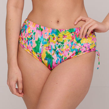 PrimaDonna Swim Ubud bikinitrusse høj regulerbar sun glow Blomster print gul pink 1