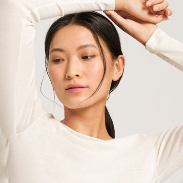 Hanro Woolen Silk T-shirt langt ærme rund hals cygne Hvid 3