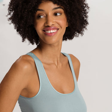 Hanro Cotton Seamless tank top bomuld tourmaline bl Blå 1