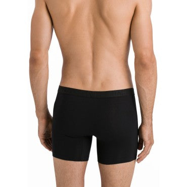 Hanro Cotton Essentials long boxer herre-shorts all black Sort 2
