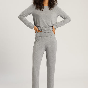 Hanro Natural Elegance pyjamas sæt lange ærmer grey melange Grå 1