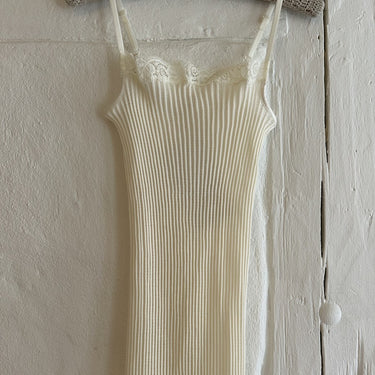 Lana Seta spaghetti top uld/silke med Pizzo blonde