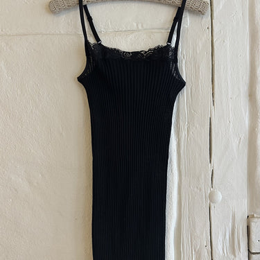 Lana Seta spaghetti top uld/silke med Pizzo blonde