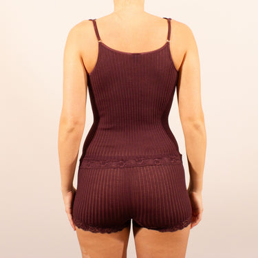 Operatino tank top V-hals uld/silke med Pizzo blon