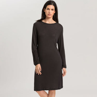 Hanro Woolen Sleep natkjole langt ærme 100 cm raku melange Brun 1