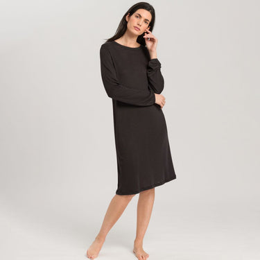 Hanro Woolen Sleep natkjole langt ærme 100 cm raku melange Brun 2