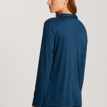 Hanro Grand Central pyjamasskjorte jersey mystic blue Blå 3