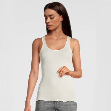 Organzino silke rib tank top satin kant