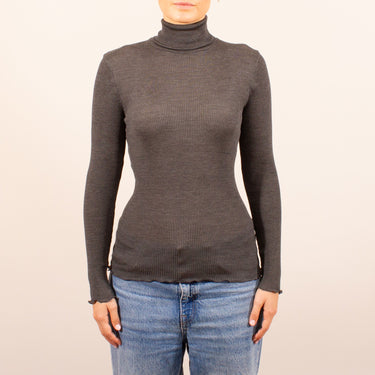 Costina rib silk T-Shirt turtleneck