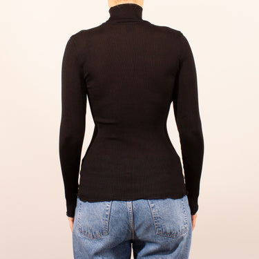 Costina rib silk T-Shirt turtleneck