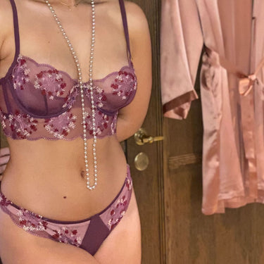 La Perla Flower Explosion brasiliansk trusse satin wine Rød 1
