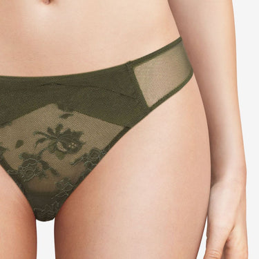 Chantal Thomass Encens Moi Dentelle et Resille string khaki Grøn 1