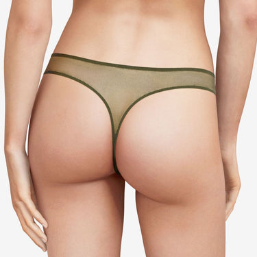 Chantal Thomass Encens Moi Dentelle et Resille string khaki Grøn 2