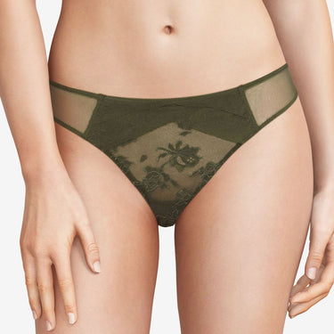 Chantal Thomass Encens Moi Dentelle et Resille string khaki Grøn 3